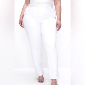 Good American Good Icon Cotton Straight Compression White Curvy Jeans size 16